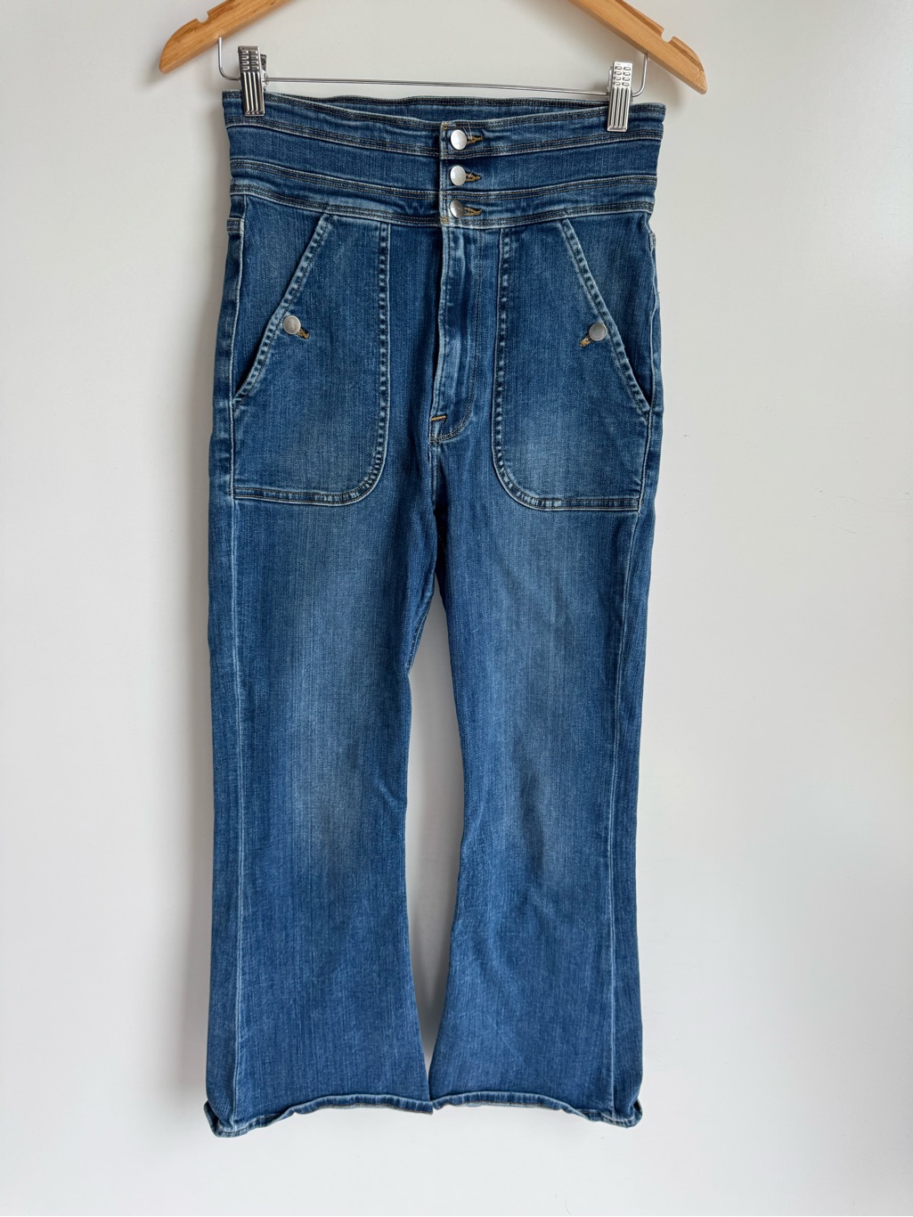 Frame Radford Denim Jean Crop Wide Leg Size 28 Or 6 Utility High Rise Med Wash